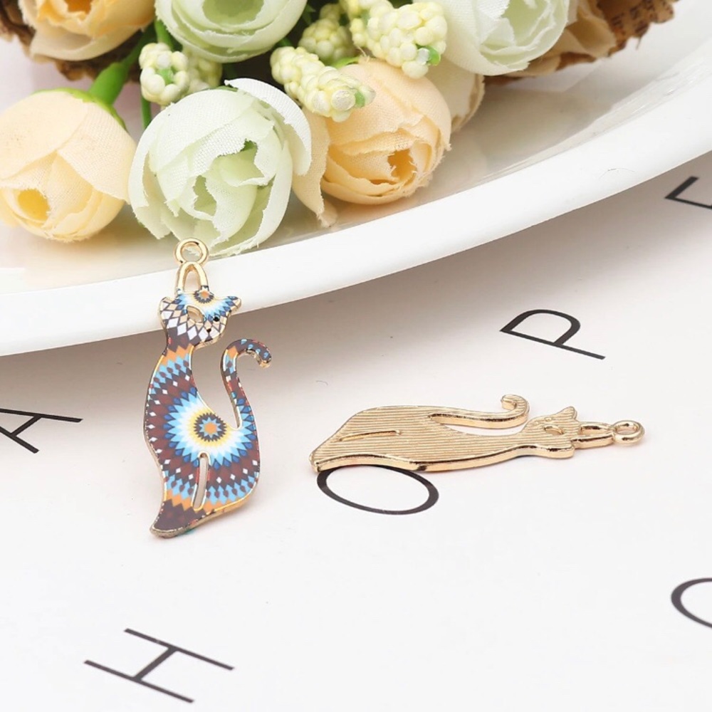 ❤️ 5 for $15 Bright Cat Pendant Zinc Alloy Enamel - Picture 4 of 8